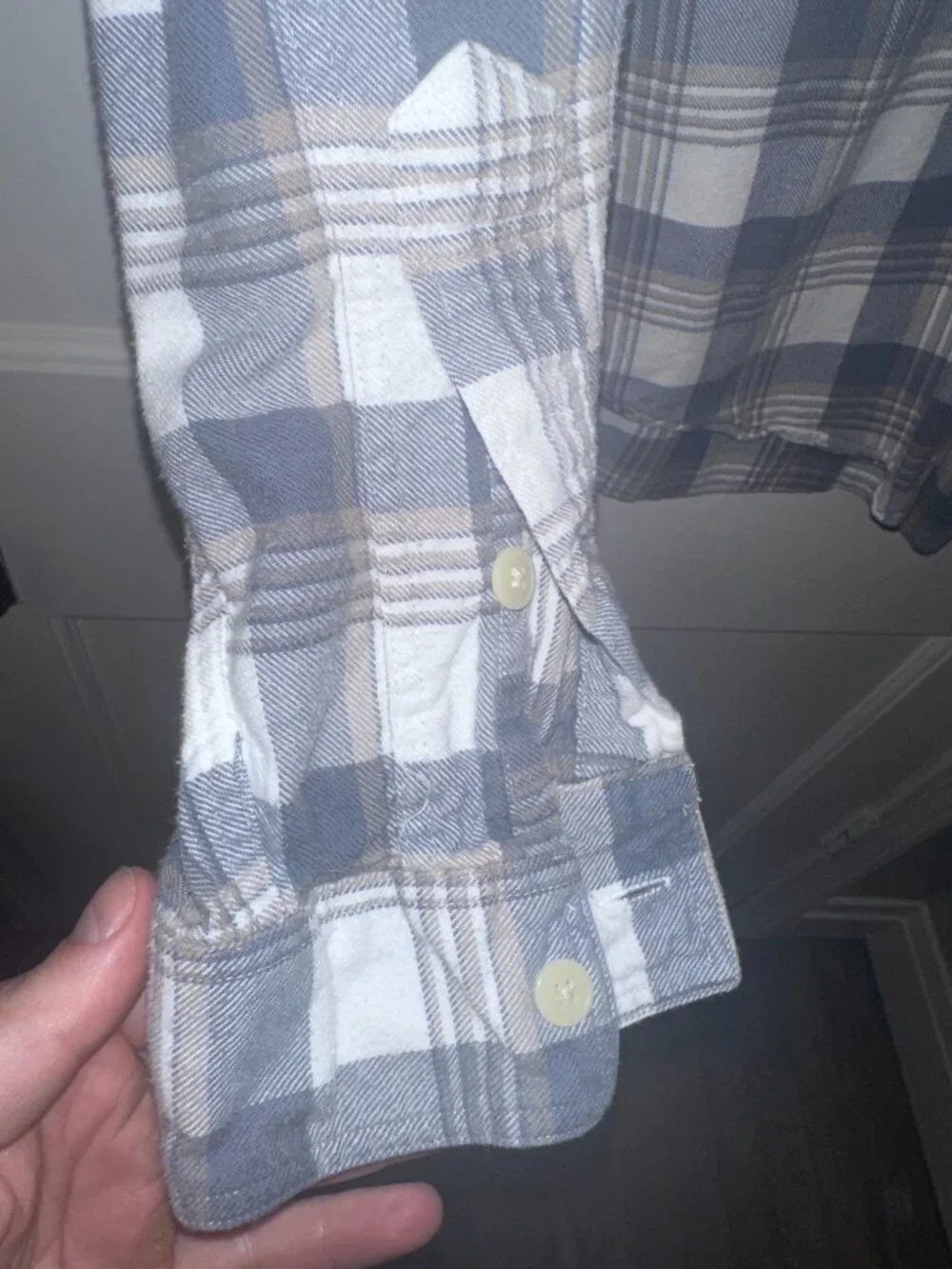 J Crew Medium Blue Plaid Flannel Button Down Shirt Mens Medium